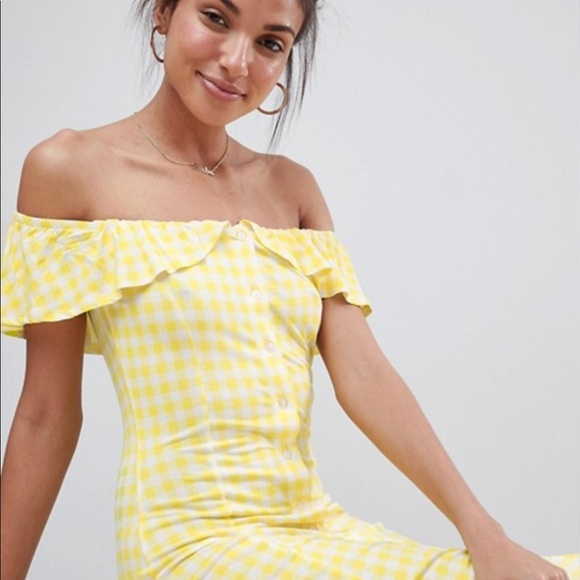 ASOS Dresses & Skirts - ASOS Off Shoulder Midi Sundress in Gingham